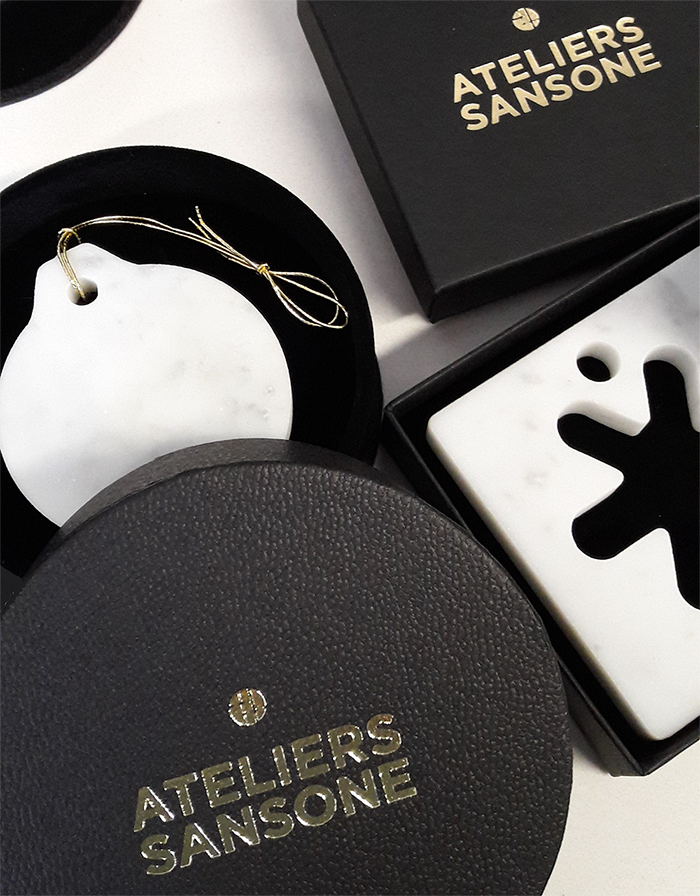 Collection | White Xmas | aux Ateliers Sansone Décoration Noël marbre blanc